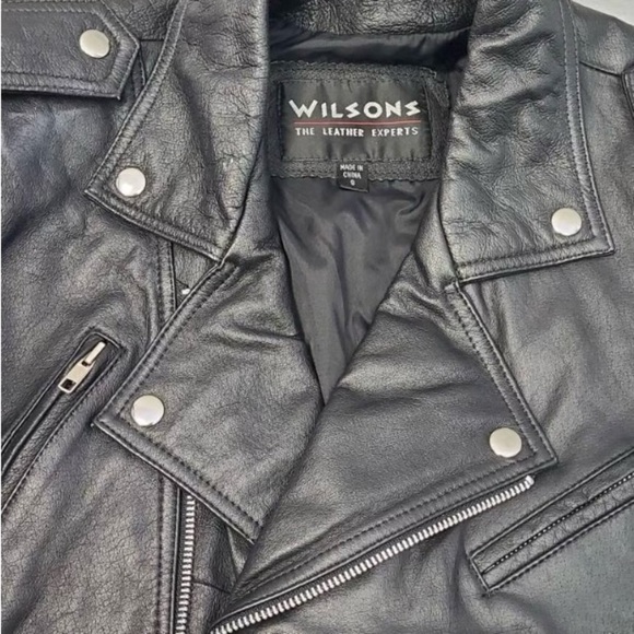 Wilson Black Leather Motorcycle Jacket with Asymmetrical Zipper - Picture 6 of 10